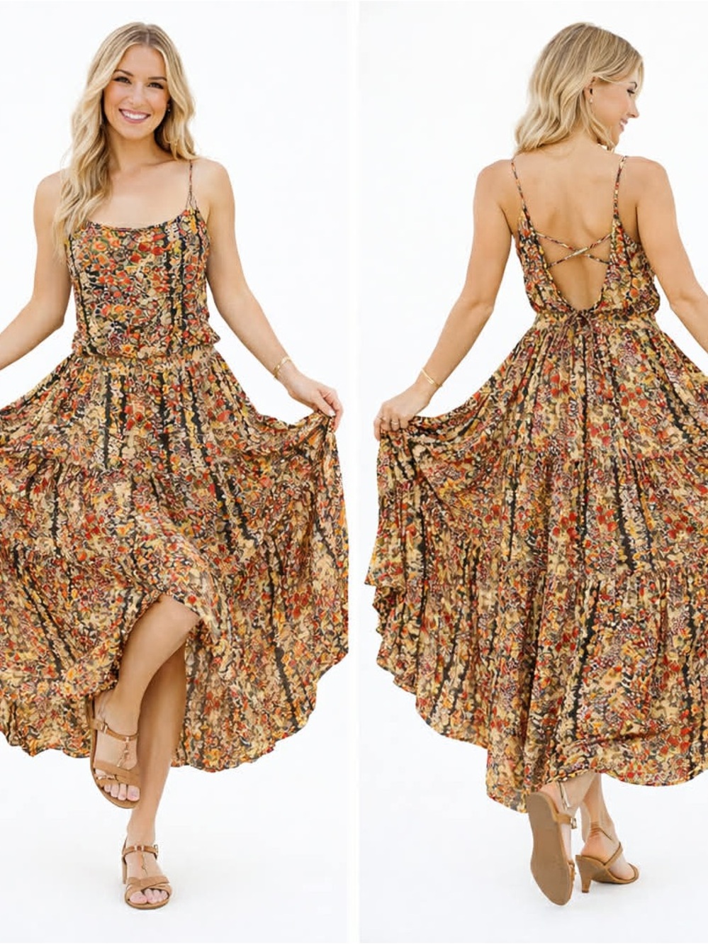 FREE PEOPLE Valerie floral Printed BOHO Maxi Dress Rare Size S